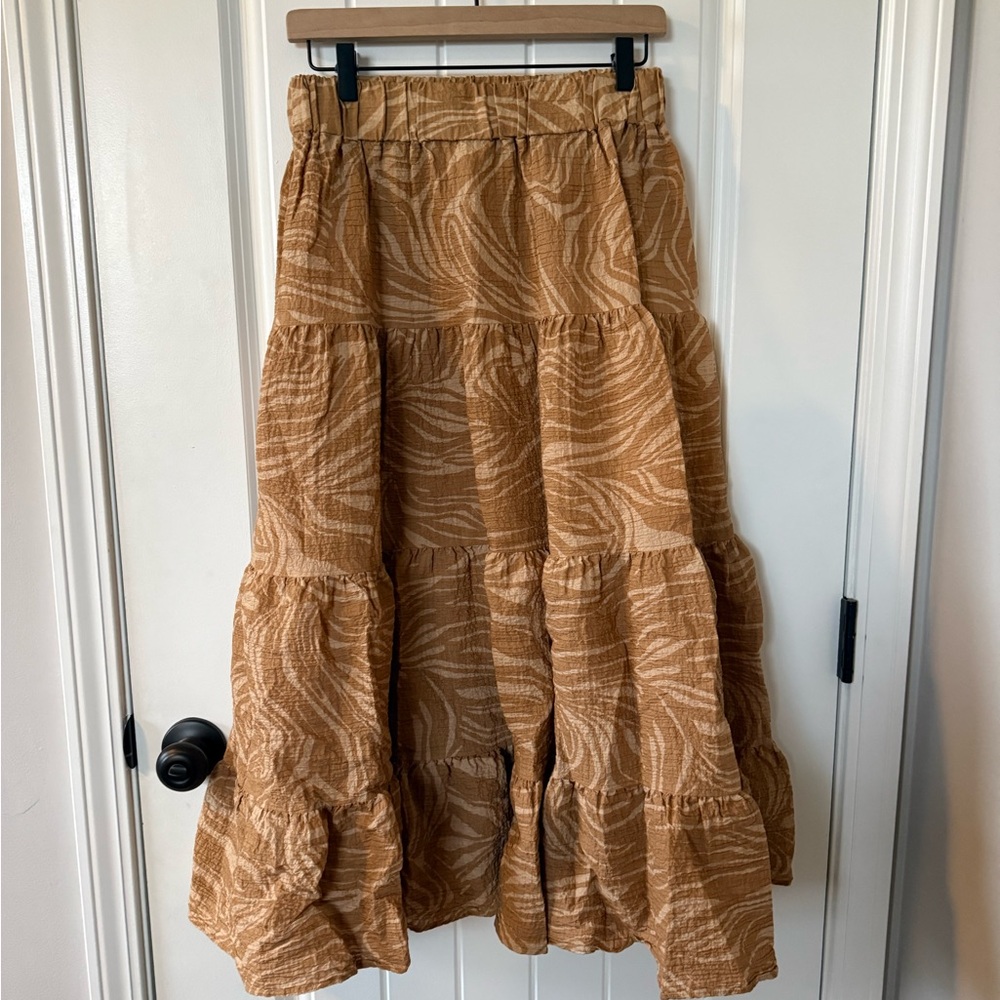 H&M Brown Patterned Maxi Skirt